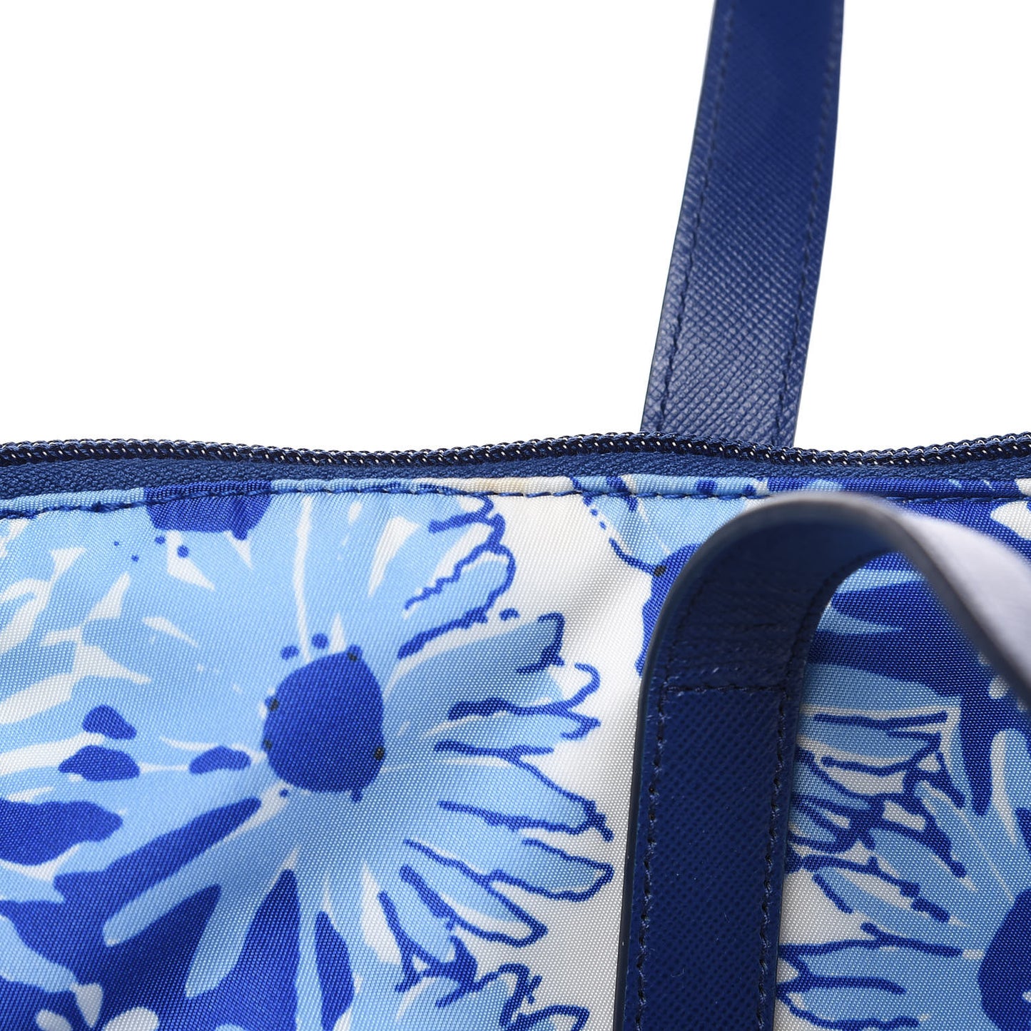 Tessuto Nylon Saffiano Floral Print Tote Baltico Dis Primule