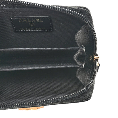 Chanel Caviar Quilted Boy Zip Around Coin Purse Wallet Black 5 of 7