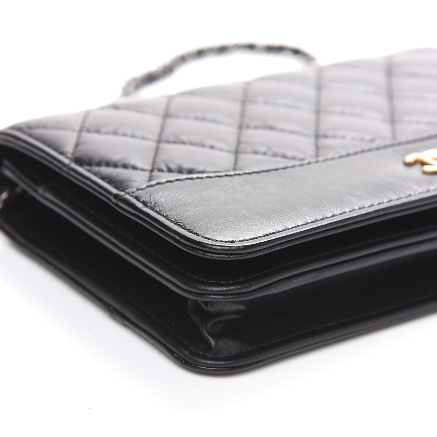 Chanel Aged Calfskin Quilted Gabrielle Wallet On Chain WOC Black 10 of 13