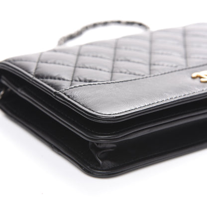 Chanel Aged Calfskin Quilted Gabrielle Wallet On Chain WOC Black 10 of 13