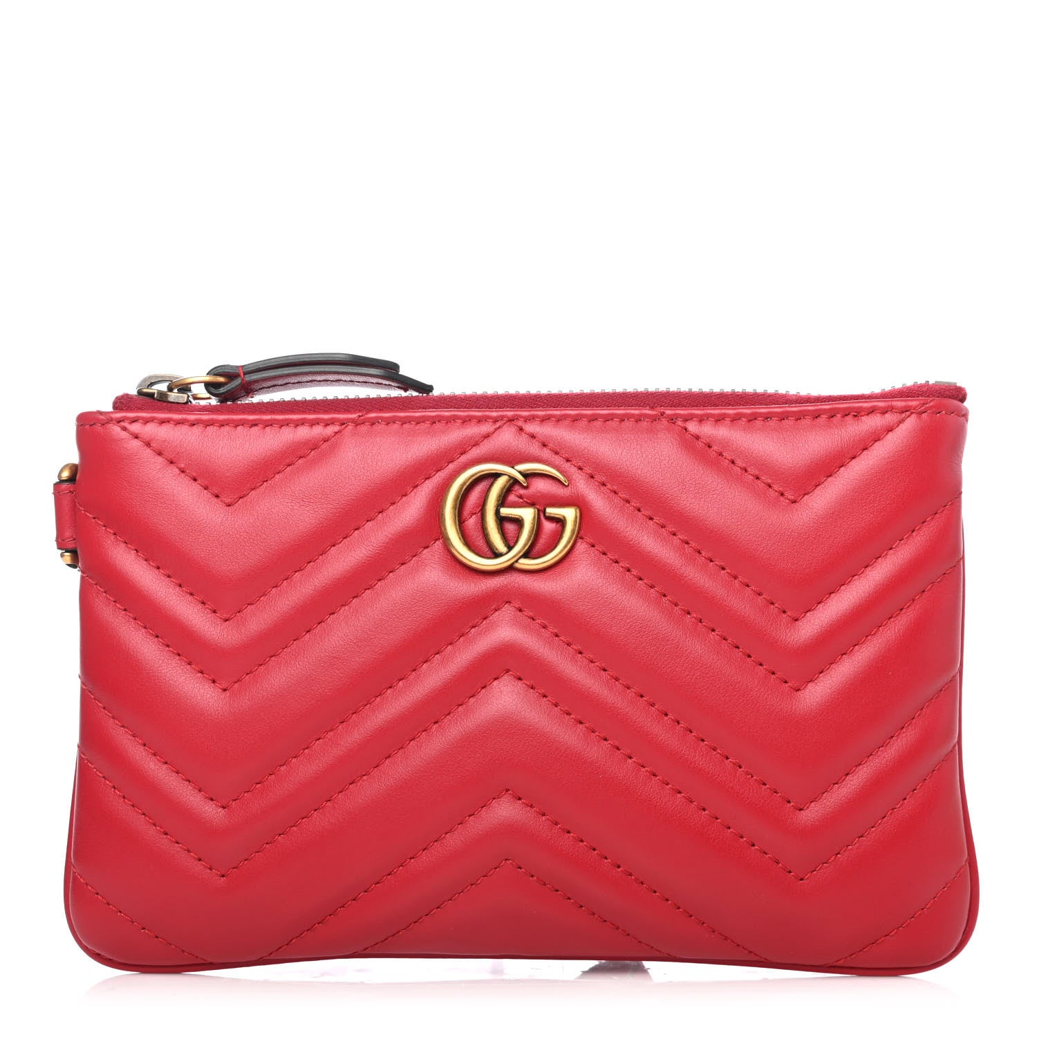 Gucci Calfskin Matelasse GG Marmont Wrist Wallet Hibiscus Red 1 of 4
