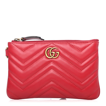 Gucci Calfskin Matelasse GG Marmont Wrist Wallet Hibiscus Red 1 of 4