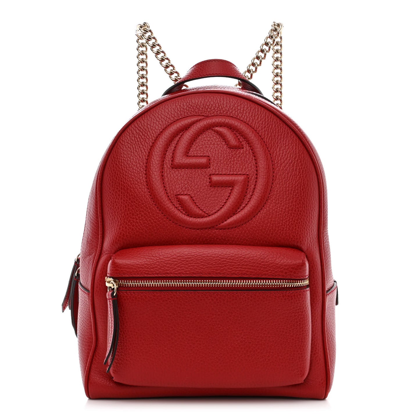 Pebbled Calfskin Soho Chain Backpack Hibiscus Red