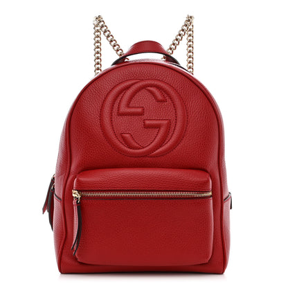 Gucci Pebbled Calfskin Soho Chain Backpack Hibiscus Red 1 of 12