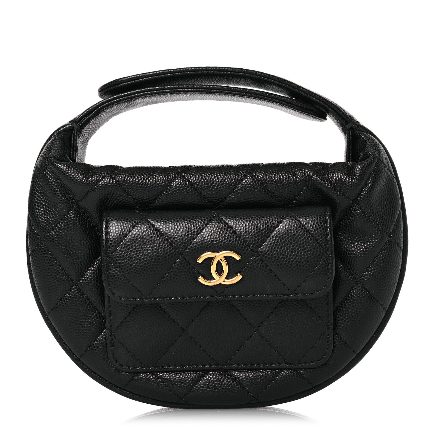 Caviar Quilted Polly Pocket Pouch Hobo Black