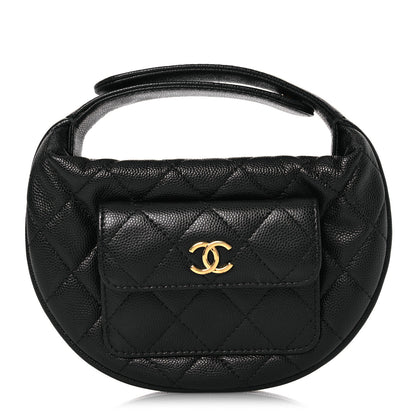 Chanel Caviar Quilted Polly Pocket Pouch Hobo Black 1 of 12