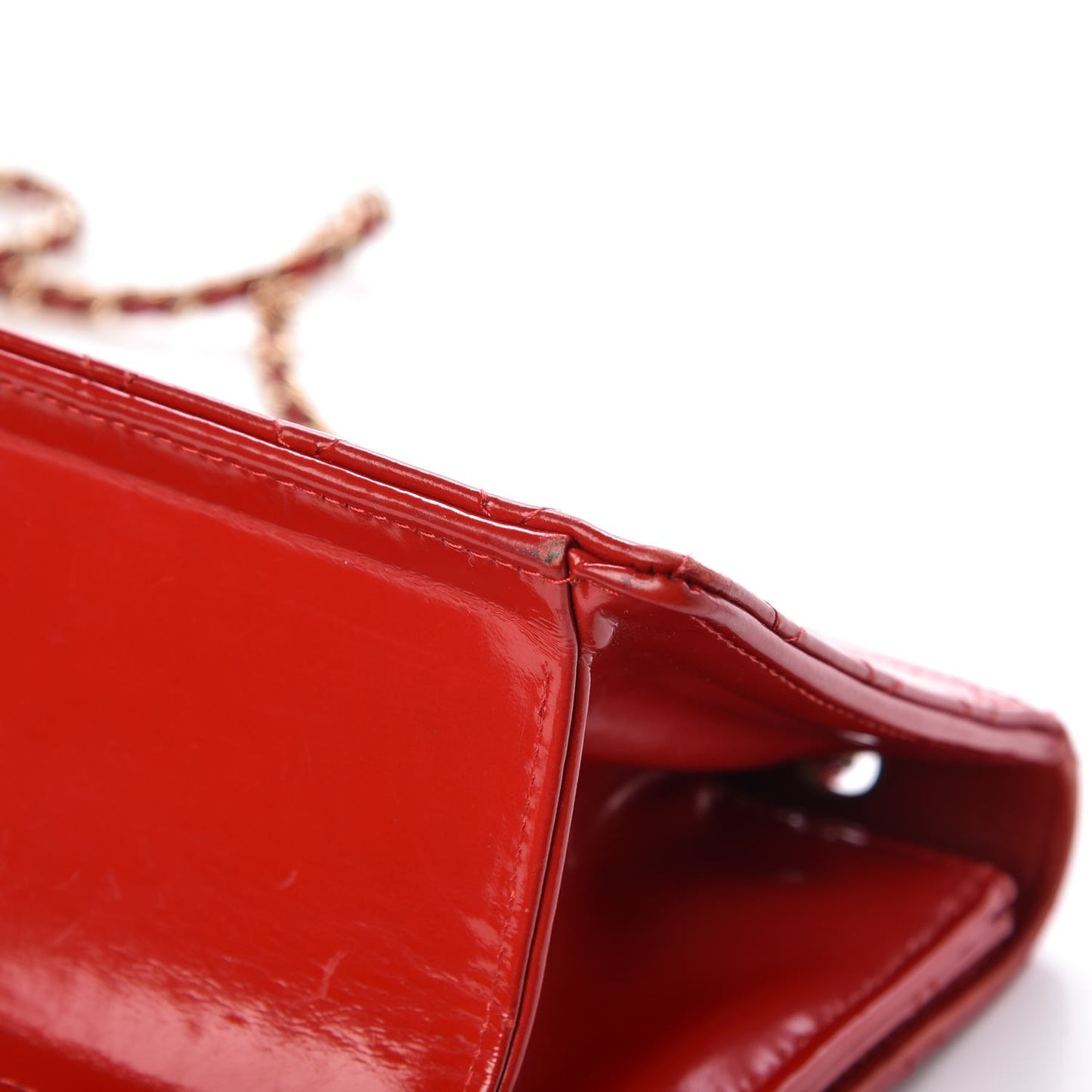 Glazed Calfskin Quilted East West Flap Red