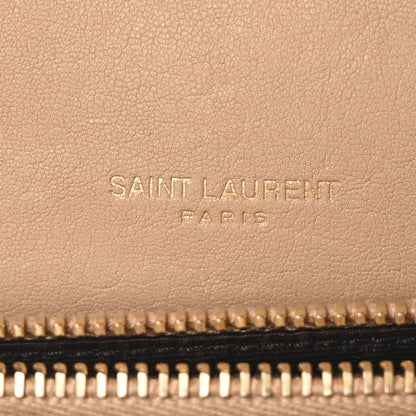 Saint Laurent Sheepskin Matelasse Chevron Monogram Medium College Bag Dark Beige 6 of 11