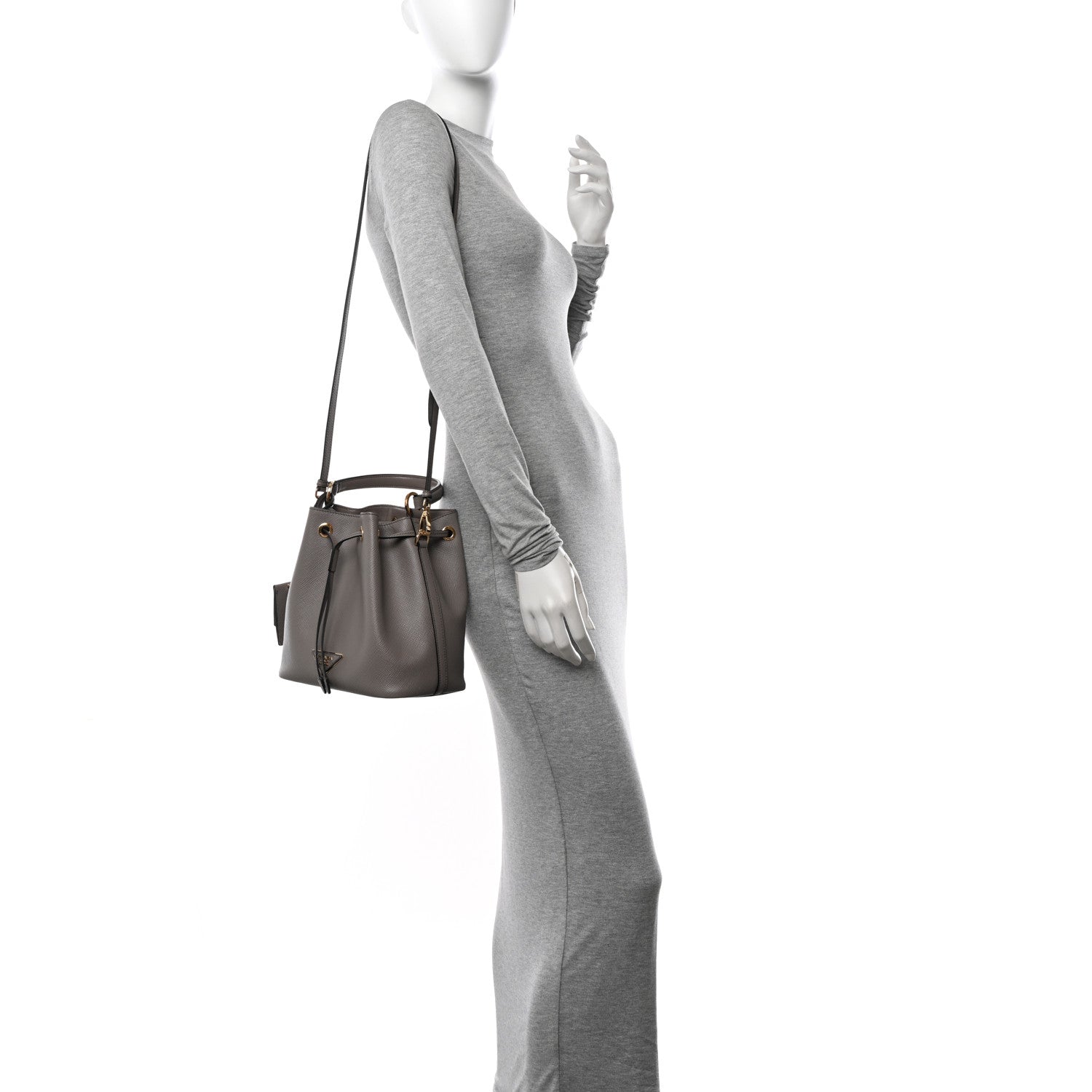 Prada Saffiano Cuir Bucket Bag Argilla 2 of 10