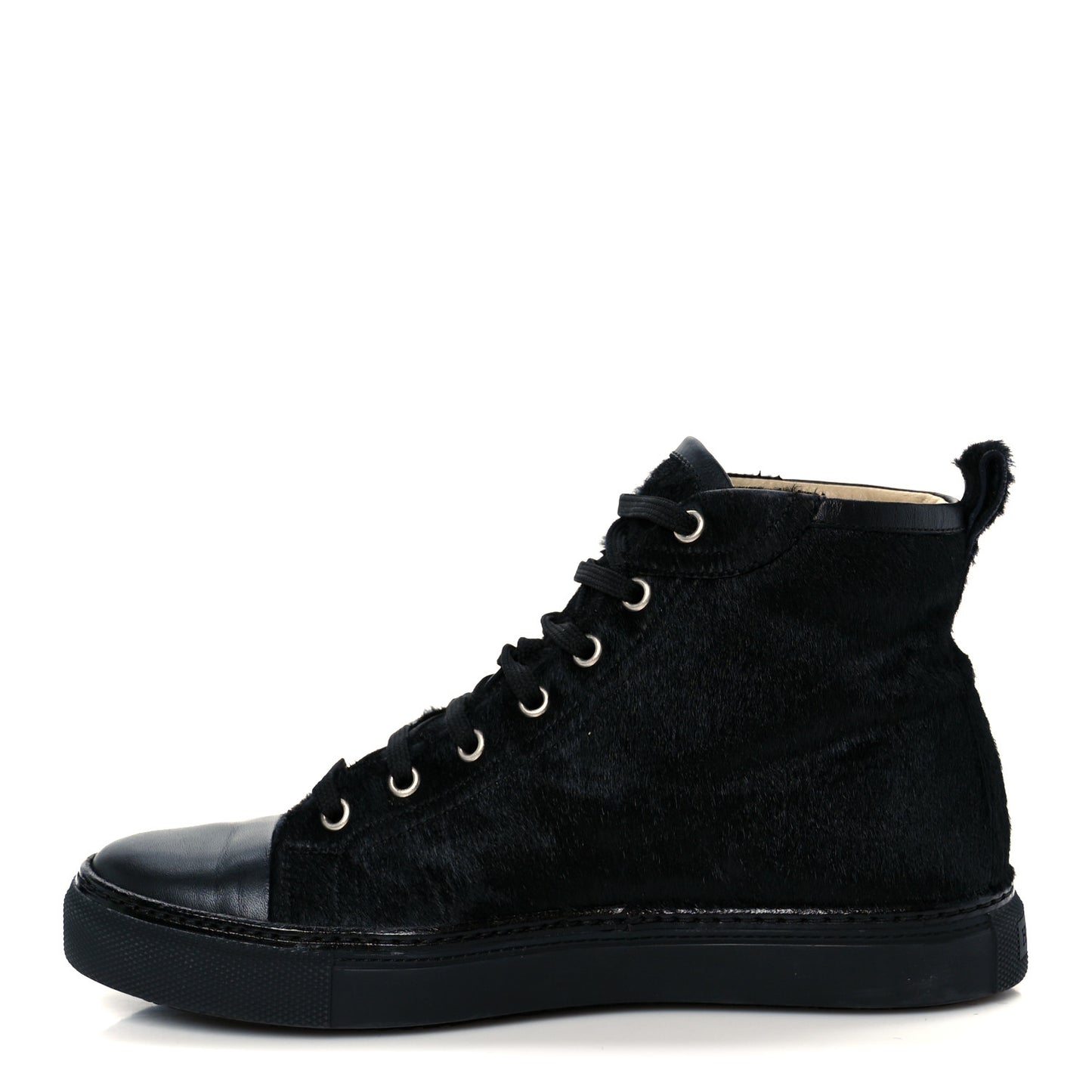Pony Hair Calfskin Womens Jimmy High Top Sneakers 38.5 Black