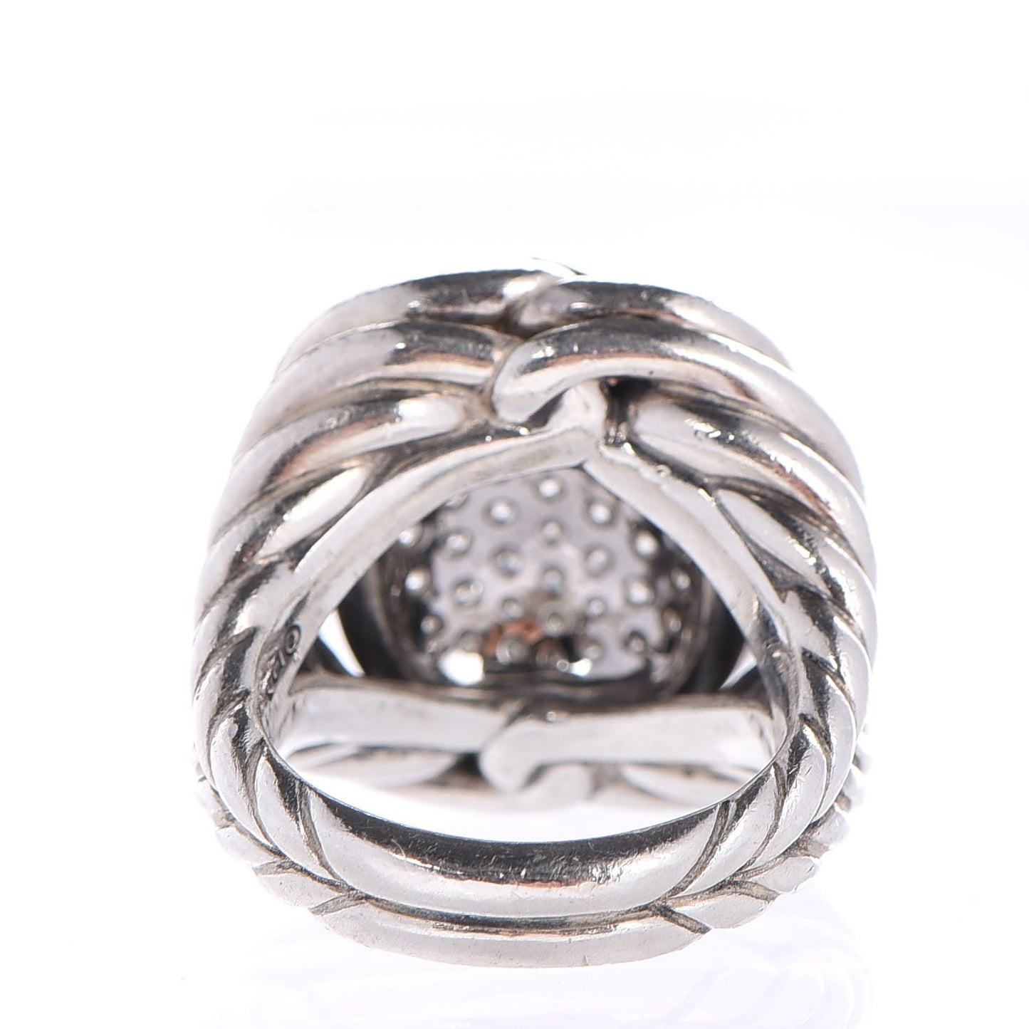 Sterling Silver Diamond 16mm Large Labyrinth Ring 52 6