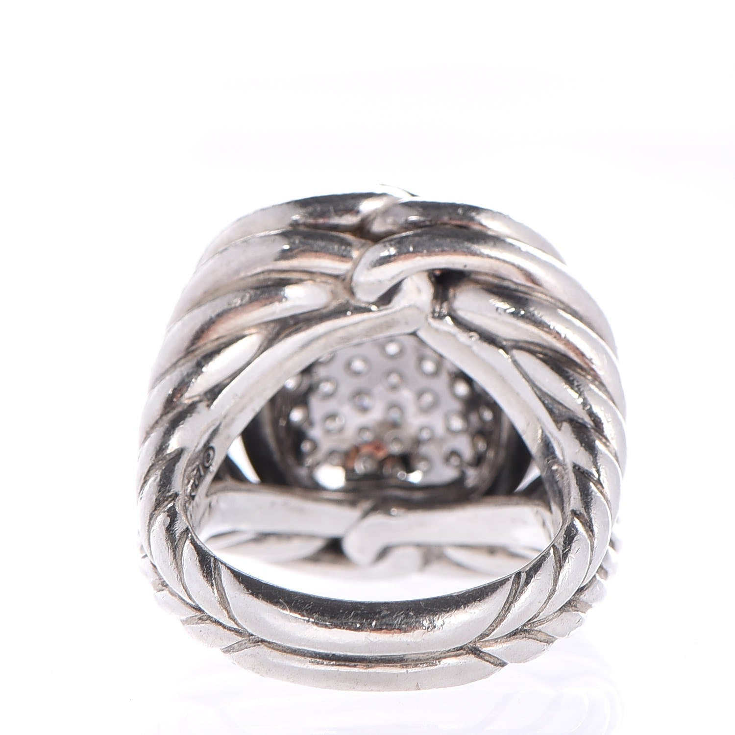 David Yurman Sterling Silver Diamond 16mm Large Labyrinth Ring 52 6 4 of 6