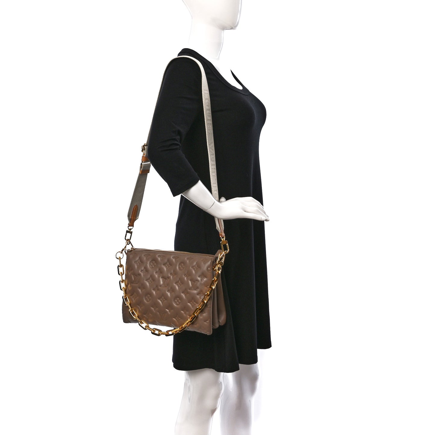 Lambskin Embossed Monogram Coussin PM Taupe