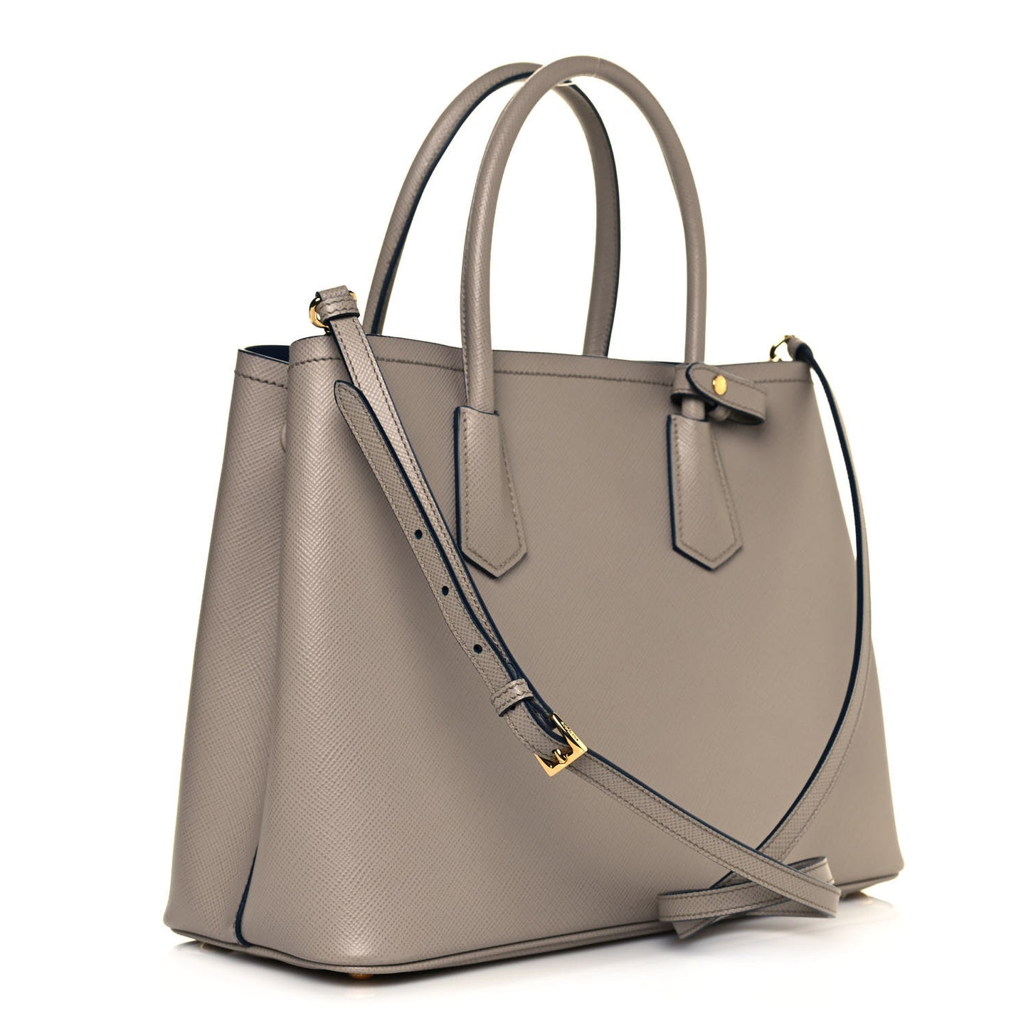 Saffiano Cuir Medium Double Bag Pomice Bluette