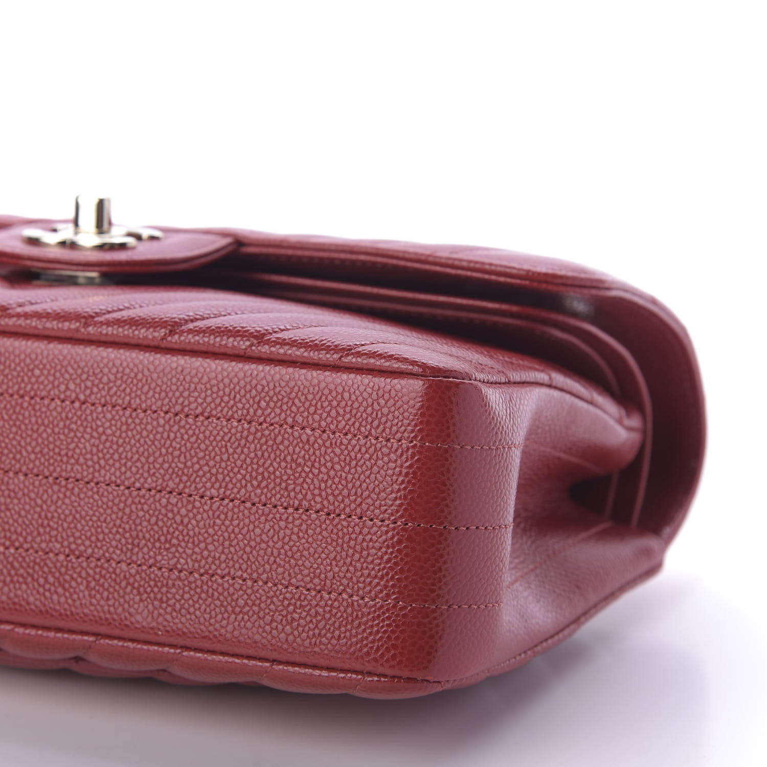 Chanel Caviar Chevron Quilted Small Double Flap Dark Red 7 of 10
