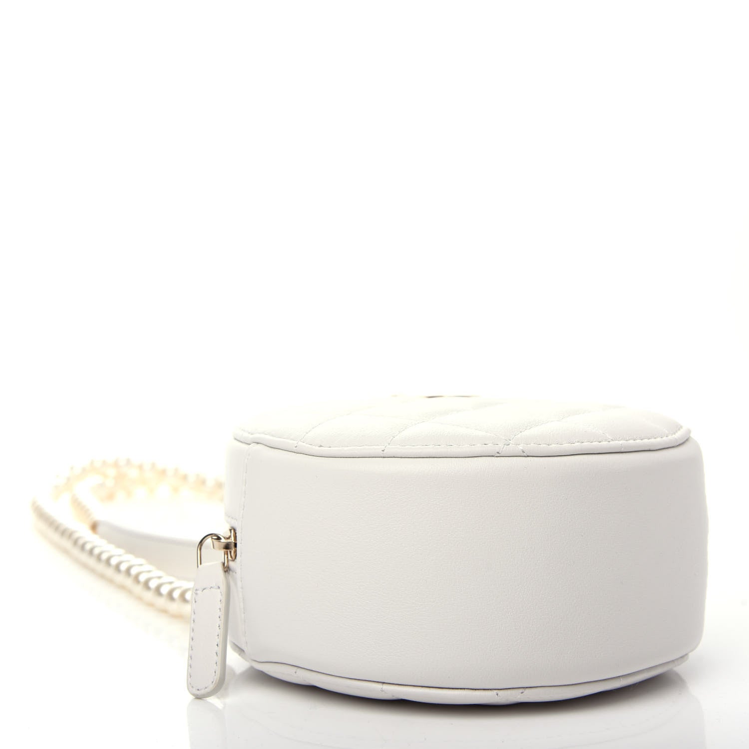 Chanel Calfskin Quilted About Pearls Round Clutch With Chain White 4 of 10