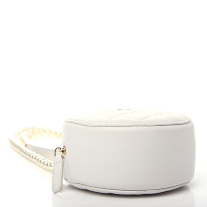 Chanel Calfskin Quilted About Pearls Round Clutch With Chain White 4 of 10