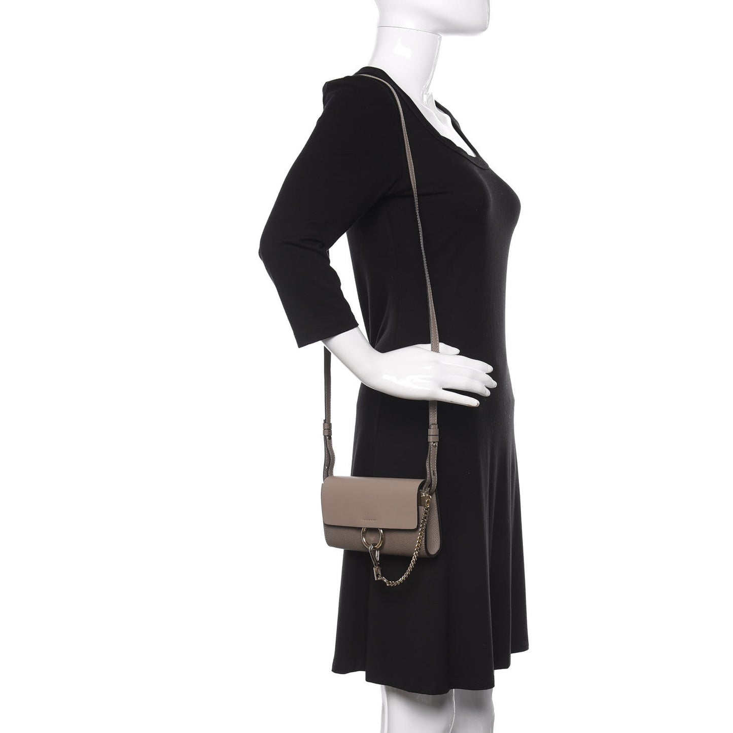 Grained Calfskin Lambskin Mini Faye Shoulder Bag Motty Grey