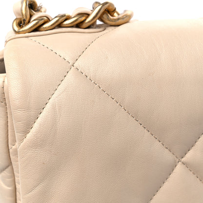 Chanel Lambskin Quilted Large Chanel 19 Flap Beige 12 of 13