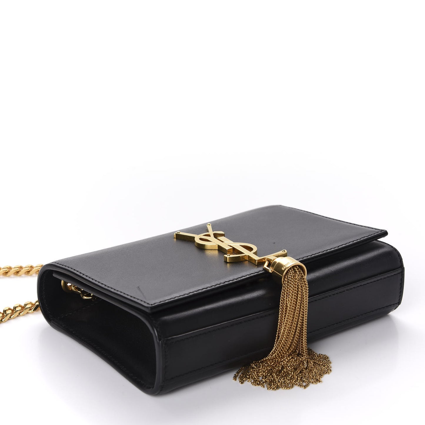 Calfskin Small Classic Monogram Kate Tassel Satchel Black