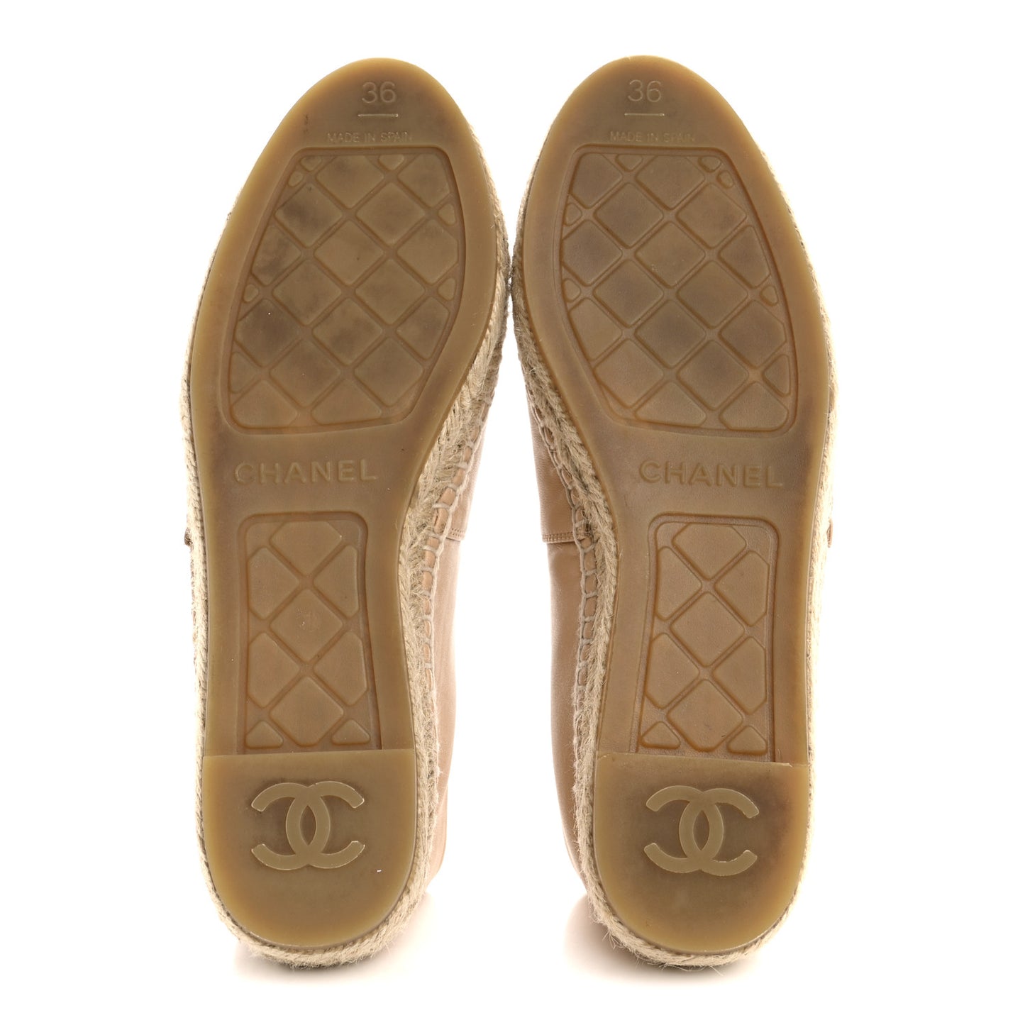 Lambskin CC Espadrilles 36 Beige Black