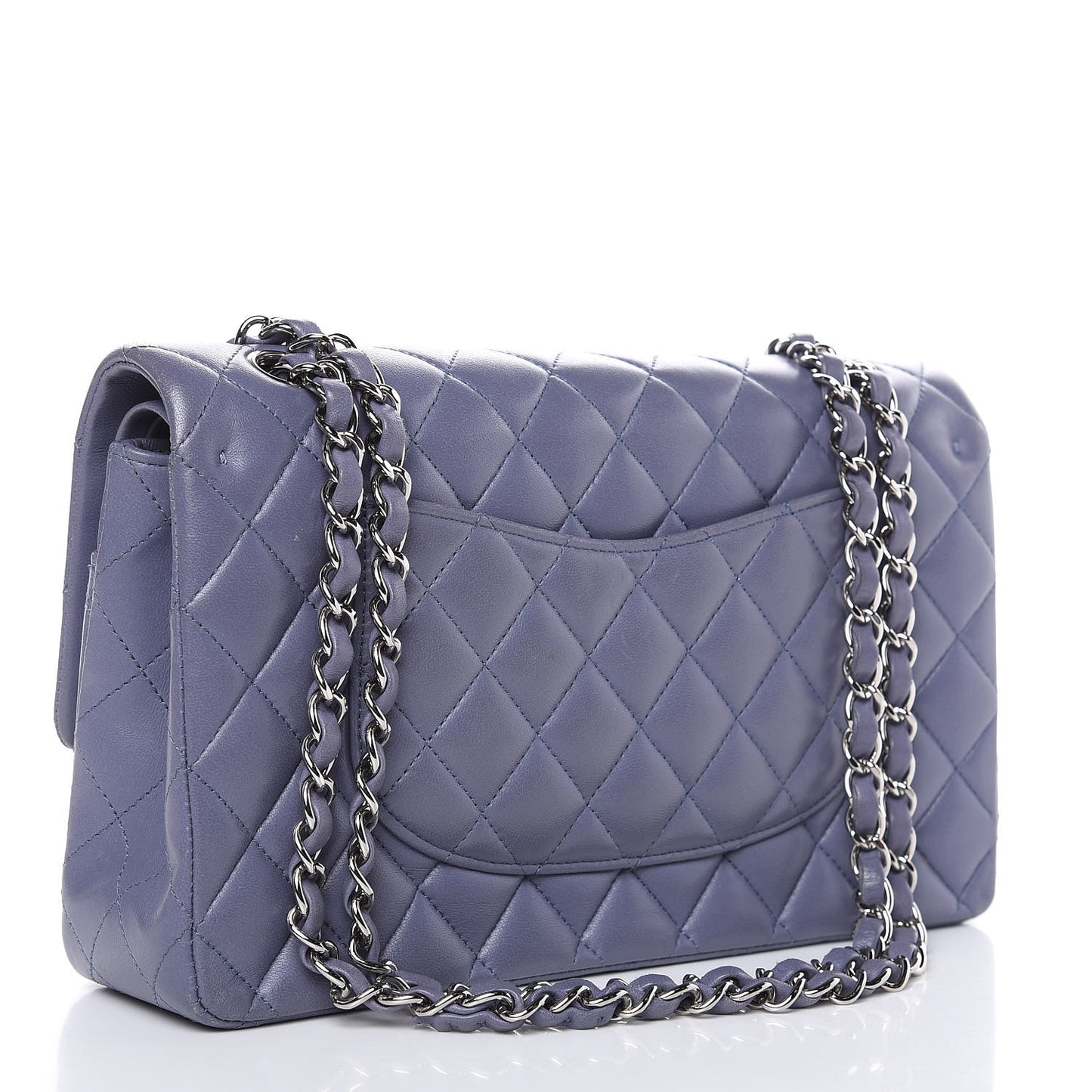 Lambskin Quilted Medium Double Flap Light Purple