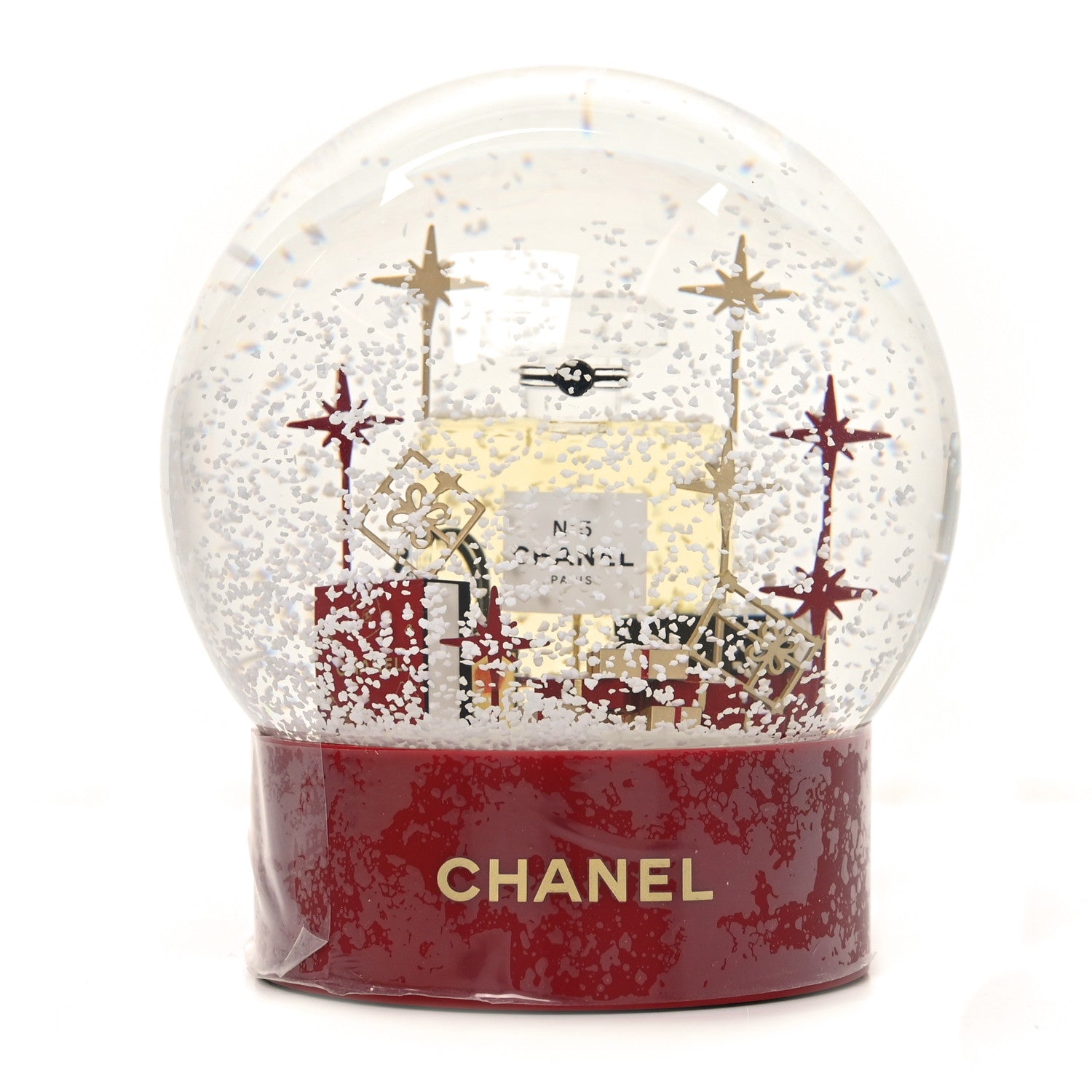 Chanel Glass N°5 Perfume Bottle Snow Globe Red 1 of 5