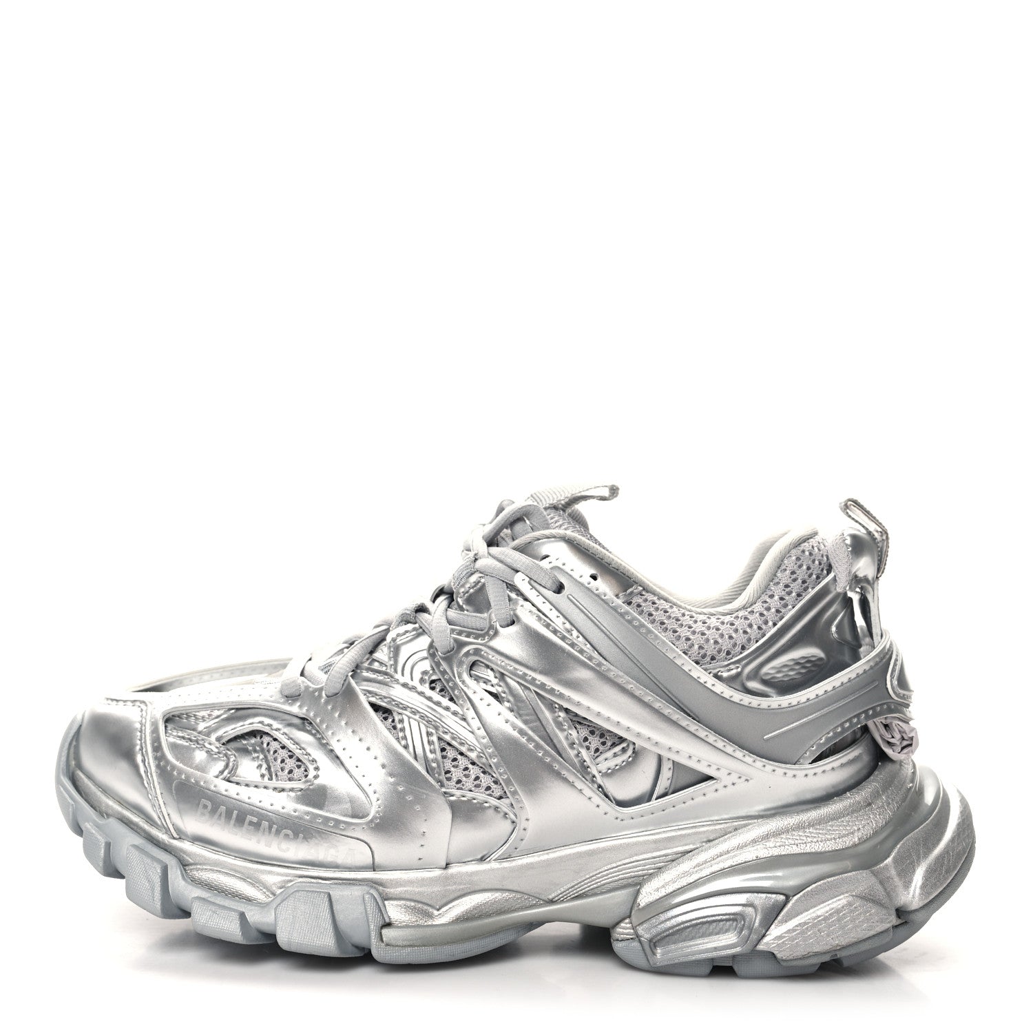 Balenciaga Metallic Calfskin Mesh Nylon Womens Track Sneakers 36 Silver 1 of 8