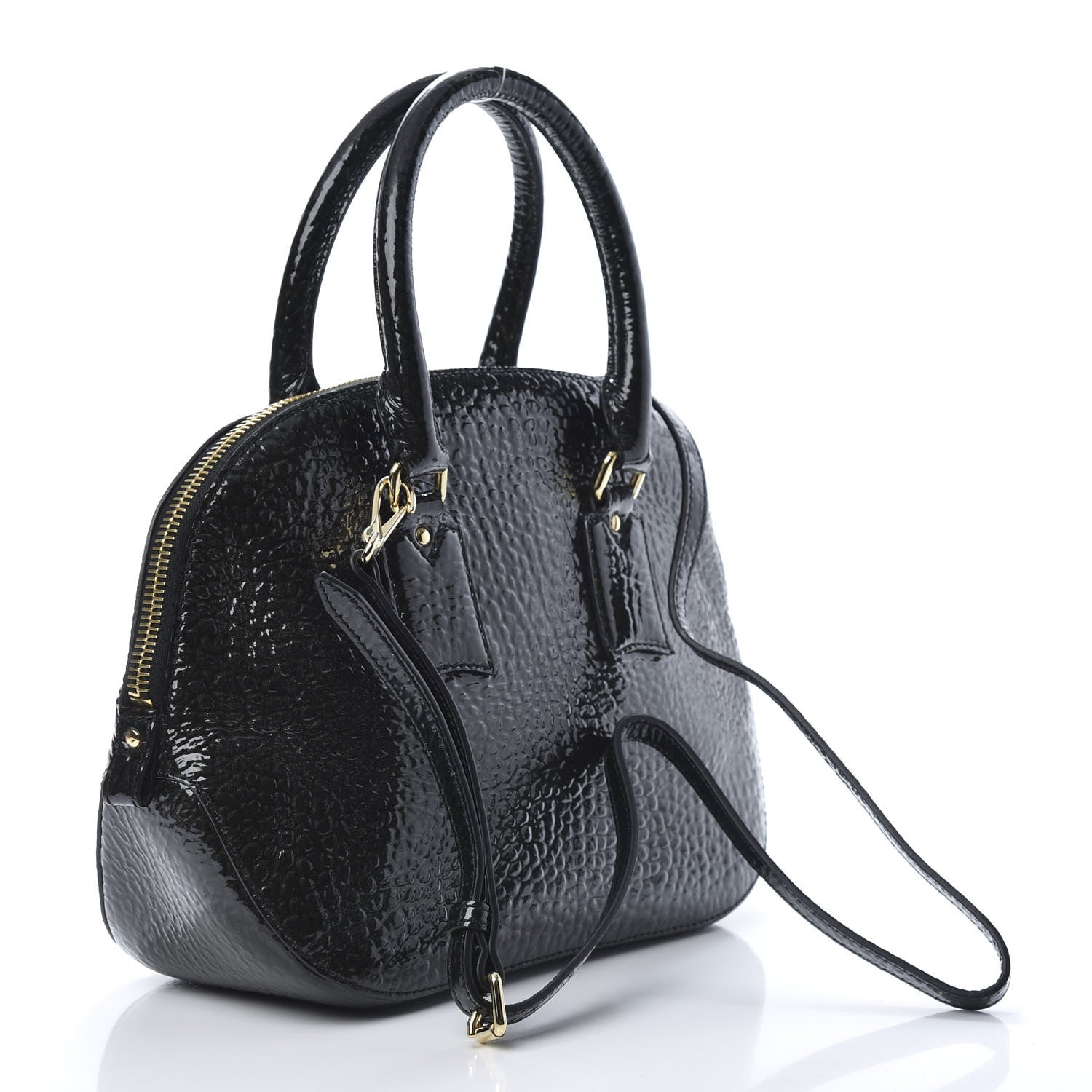 Burberry Patent Heritage Grain Small Orchard Bowling Bag Black 3 of 11