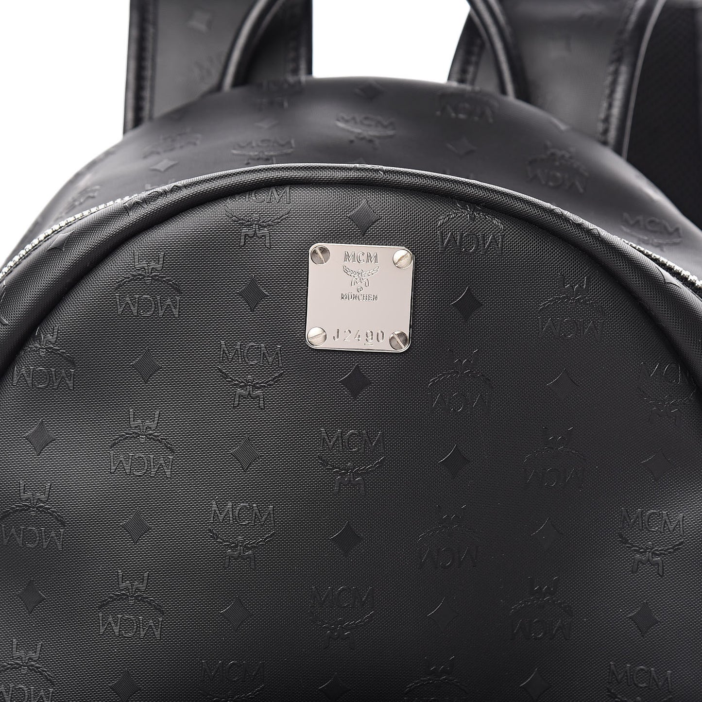 Coated Canvas Diamond Print Small Backpack Black