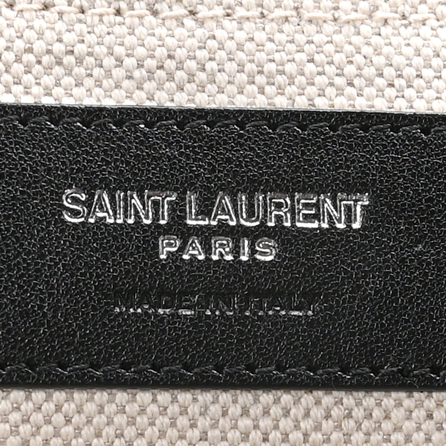 Saint Laurent Linen Calfskin Rive Gauche Maxi Tote Grege et Noir 7 of 18