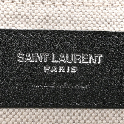 Saint Laurent Linen Calfskin Rive Gauche Maxi Tote Grege et Noir 7 of 18
