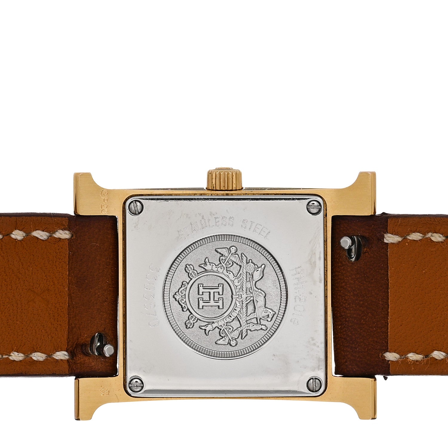 Hermes Stainless Steel Barenia 21mm Heure H Hour Double Tour Quartz Watch Fauve 4 of 5