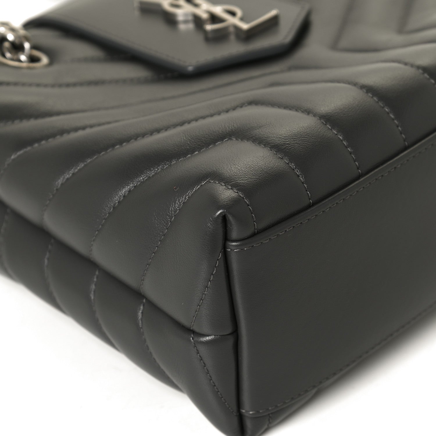 Saint Laurent Calfskin Y Quilted Monogram Small Loulou Shopper Grey 12 of 13