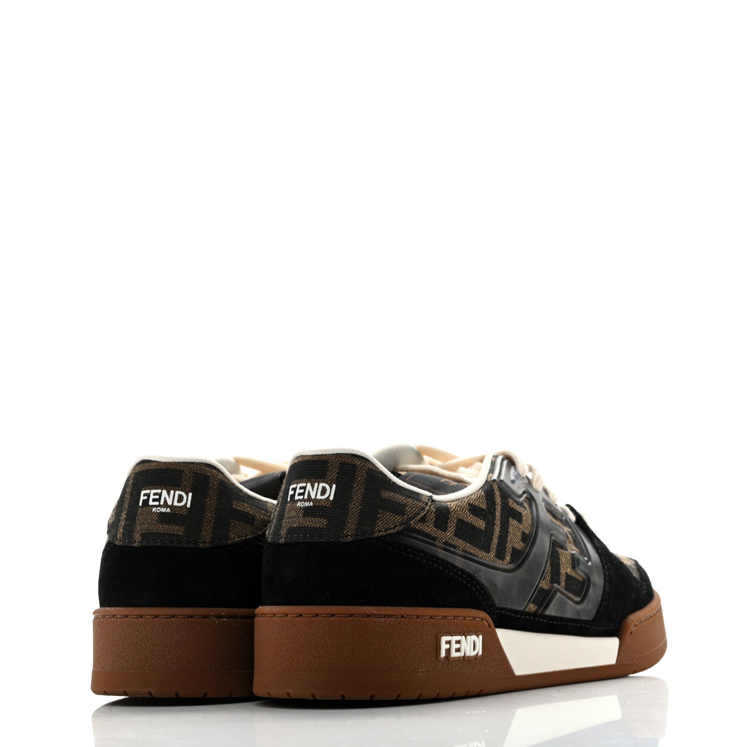 Fendi Suede Calfskin Zucca Fendi Match Low Top Sneakers 40 Tobacco Black 5 of 11