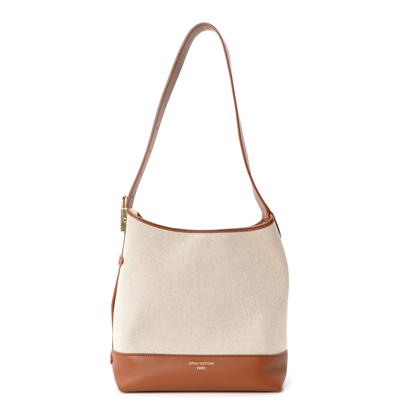 Canvas Calfskin Low Key Hobo PM Ecru Cognac