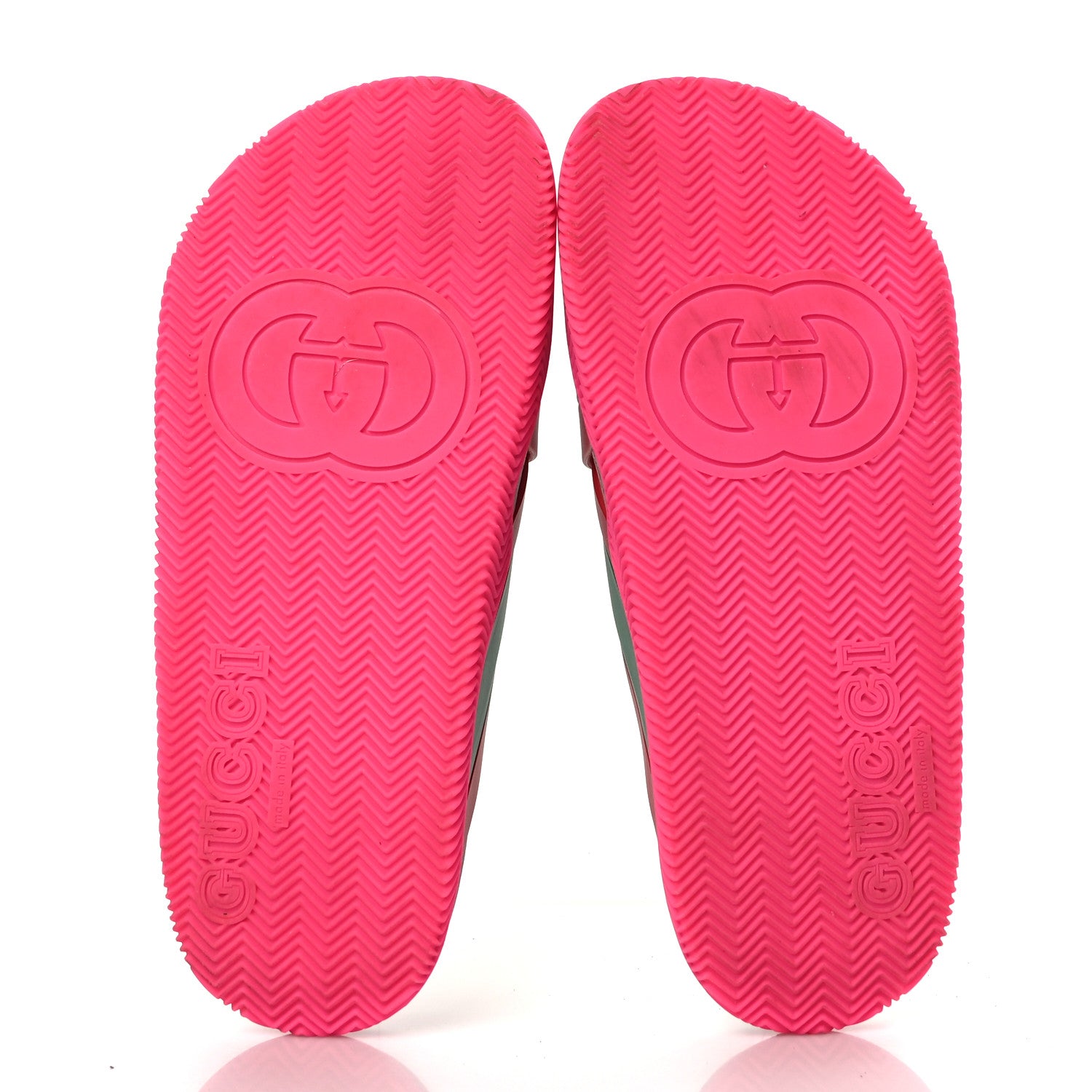 Gucci Rubber Web Womens Criss Cross Slide Sandals 38 Coral New Shamarock 5 of 8