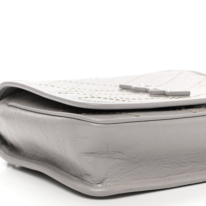 Saint Laurent Crinkled Calfskin Matelasse Monogram Niki Chain Wallet Granite 9 of 10