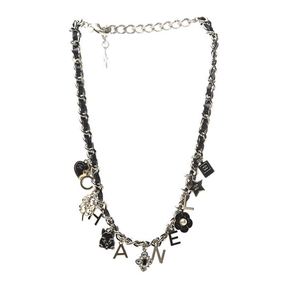Chanel Lambskin Crystal CC Logo Charming Necklace Gold Black 3 of 5