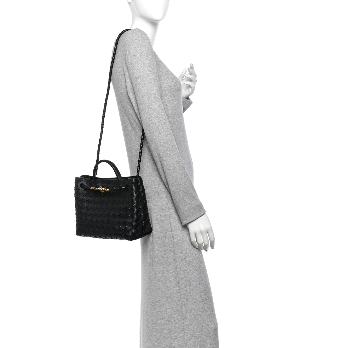 Bottega Veneta Nappa Intrecciato Small Andiamo Shoulder Bag Black 2 of 9