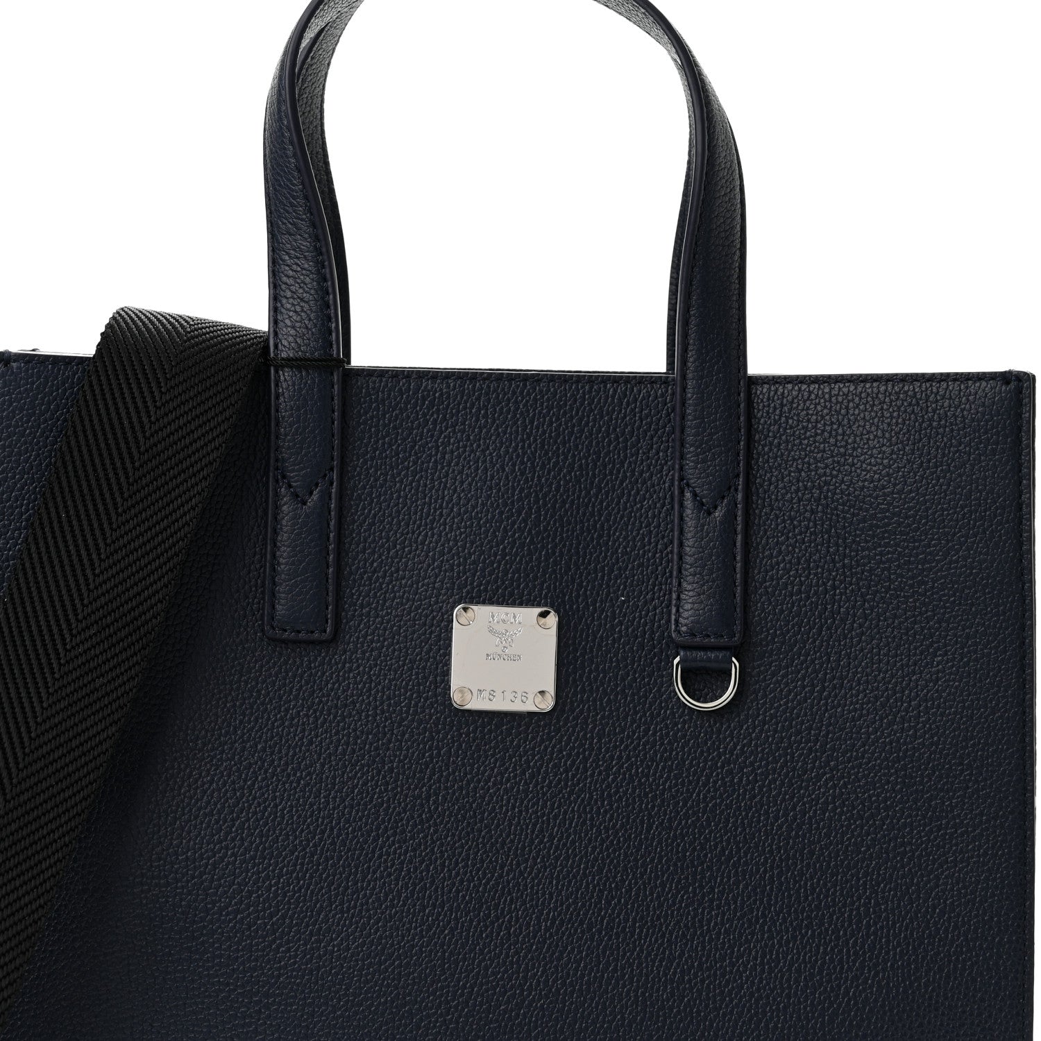 MCM Grained Calfskin Small Klassik Tote Navy 8 of 10