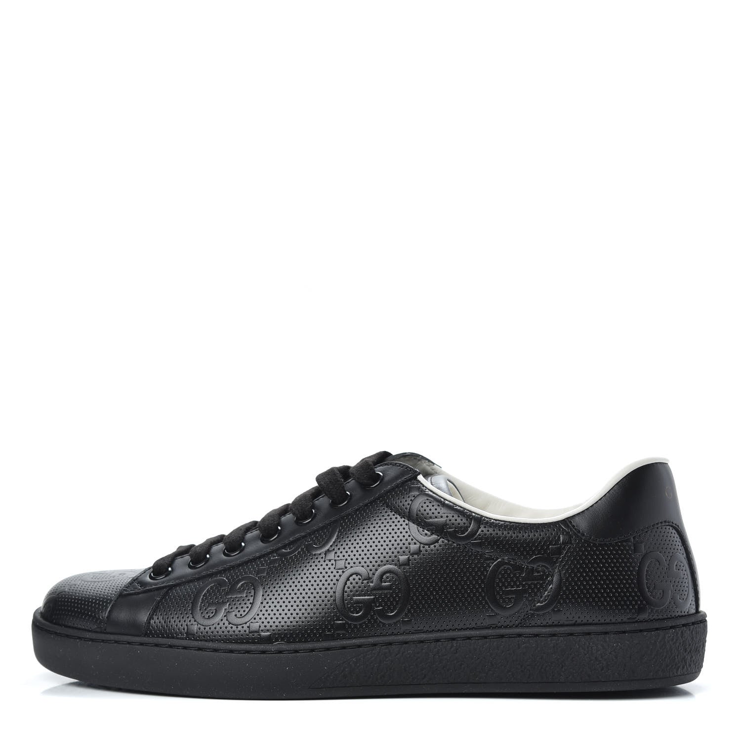 Gucci Calfskin GG Tennis Embossed Mens Ace Sneakers 6 Black 1 of 8