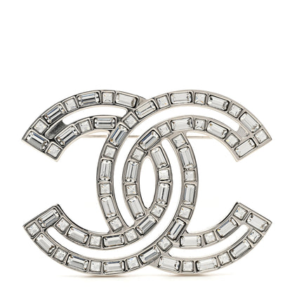 Chanel Baguette Crystal CC Brooch Silver 1 of 5