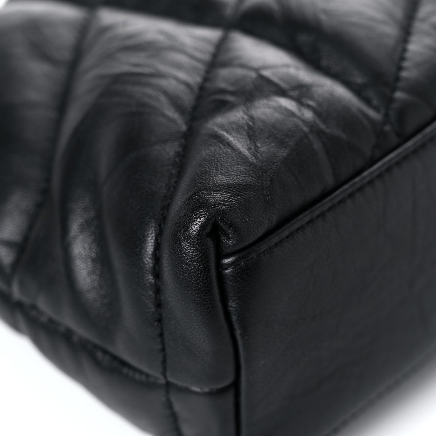 Calfskin Quilted Toy Loulou Puffer Monogram Monochrome Chain Satchel Black