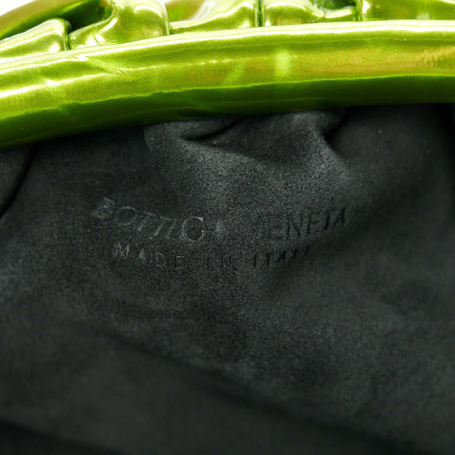 Bottega Veneta Metallic Crushed Calfskin Teen Pouch Chlorophyll 6 of 9