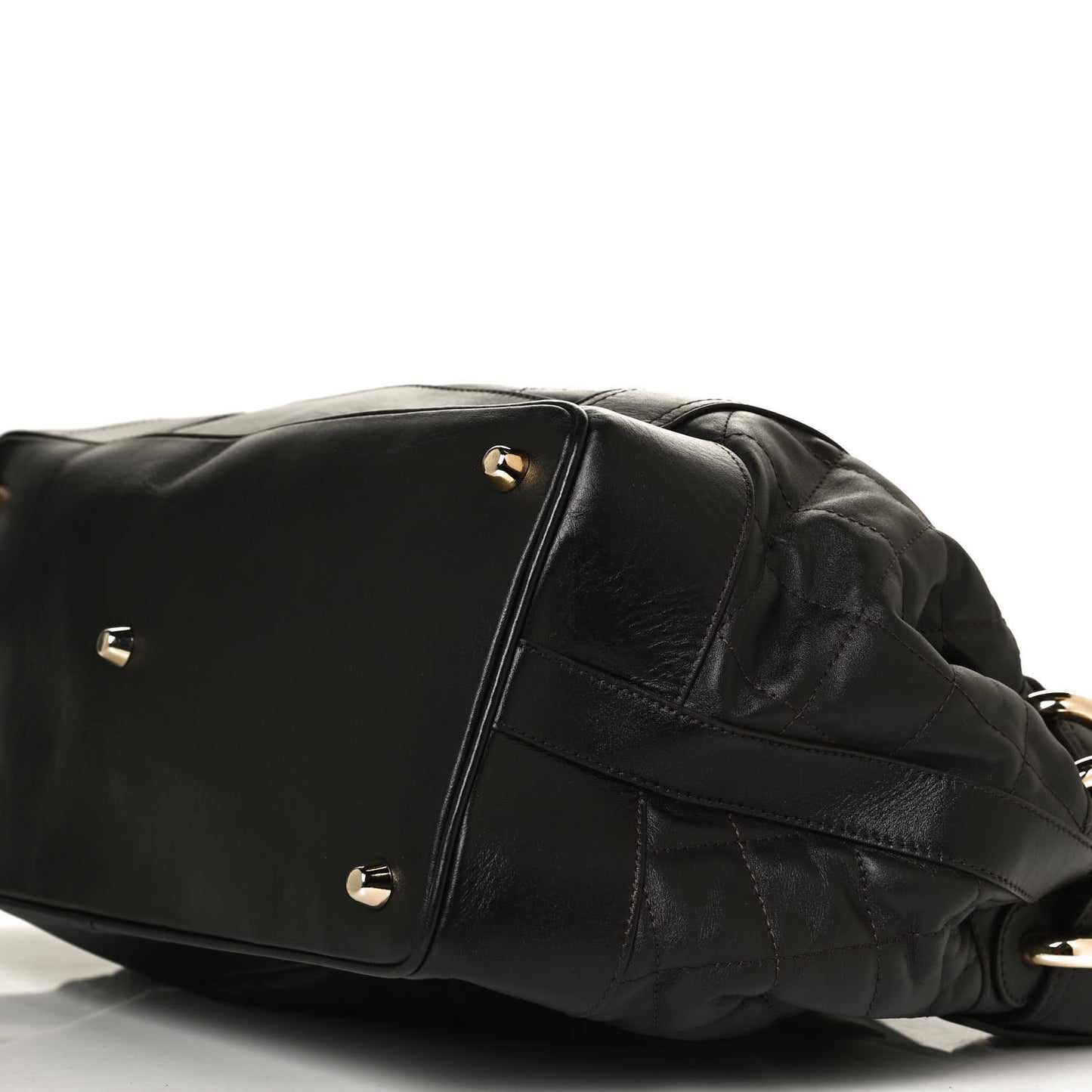 Calfskin Quilted Beaton Satchel Dark Brown