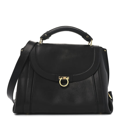 Salvatore Ferragamo Calfskin Suzanna Gancini Satchel  Black 1 of 9