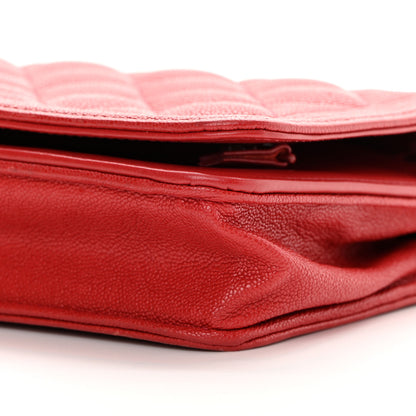 Chanel Caviar Quilted Boy Wallet On Chain WOC Red 11 of 17