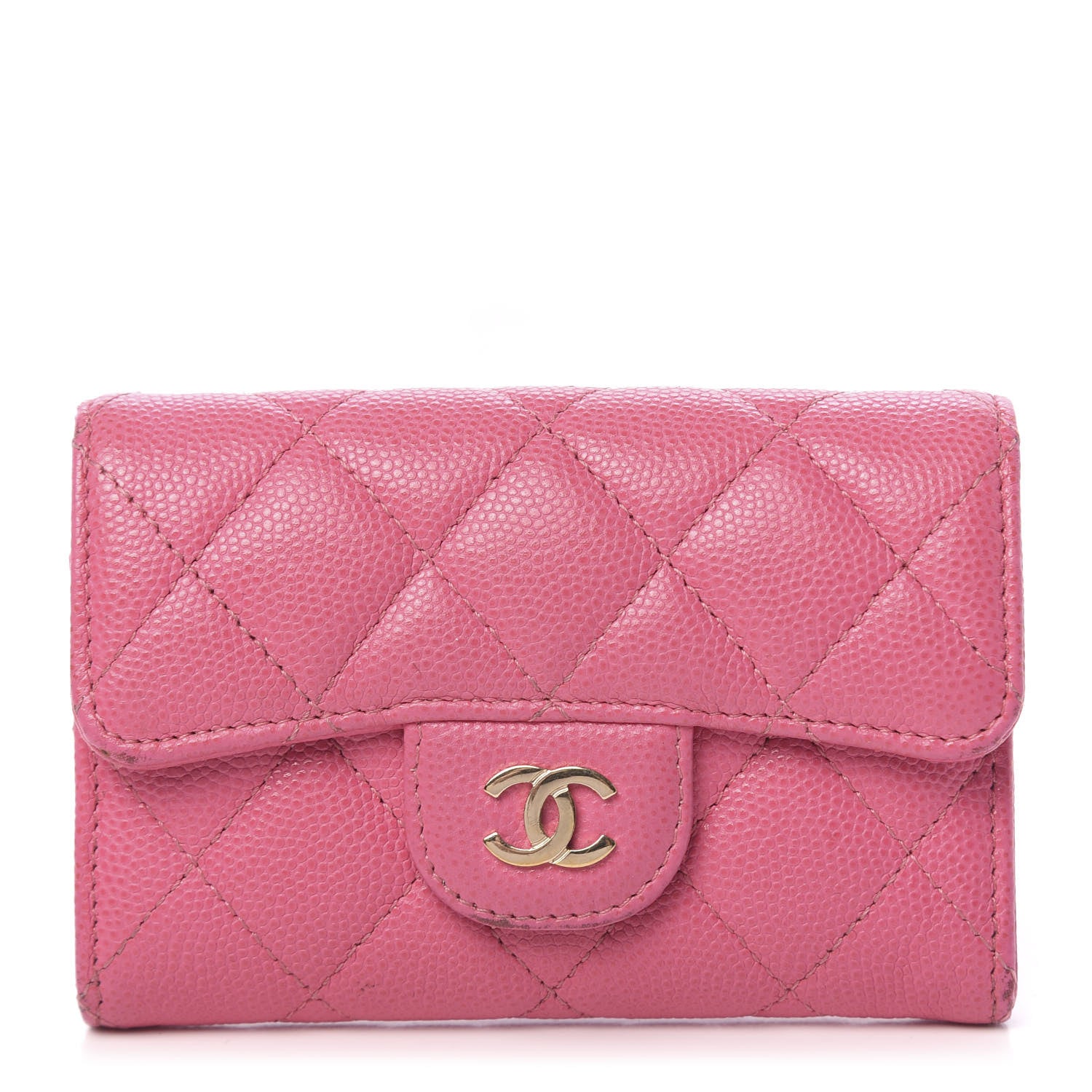 Chanel Caviar Quilted Card Flap Holder Pink 1 of 14