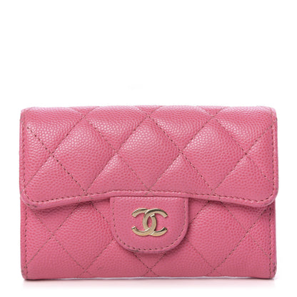 Chanel Caviar Quilted Card Flap Holder Pink 1 of 14